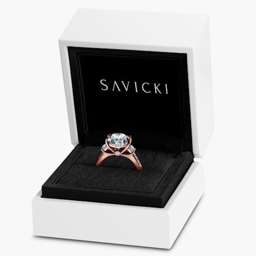 Pierścionek zaręczynowy Dream: różowe złoto, diamenty